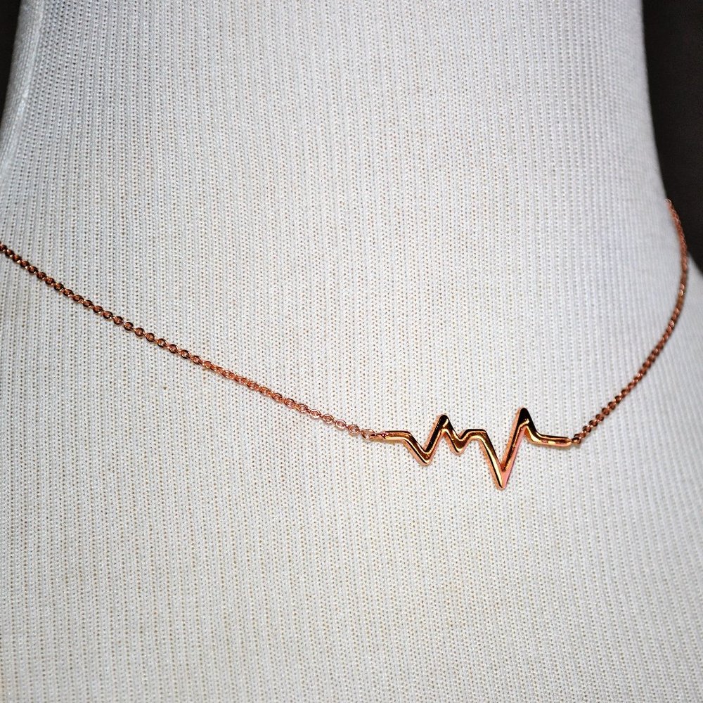 Sparklepop Rose Gold Heartbeat Necklace